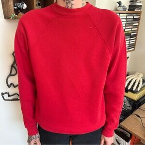 Vintage 80s Red Blank Raglan Crewneck Sweatshirt USA ~ Size Medium